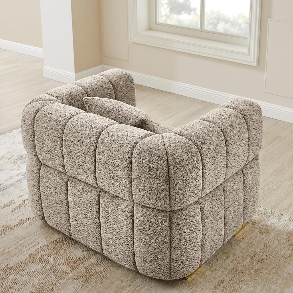 VANOMi 90.94” Cloud Sofa Couch | Oversized Deep Seat Bouclé 3-Seater in Camel