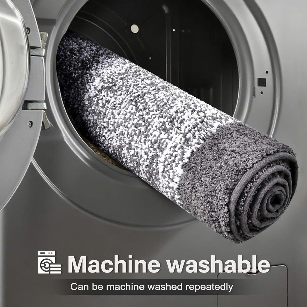 Non-Slip Washable Bathroom Runner Rug | Grey 2' x 4' Quick-Dry Bath Mat