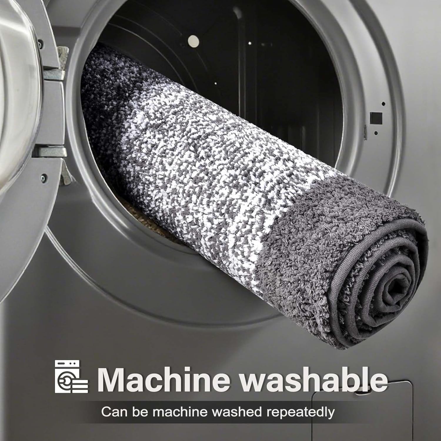 Non-Slip Washable Bathroom Runner Rug | Grey 2' x 4' Quick-Dry Bath Mat