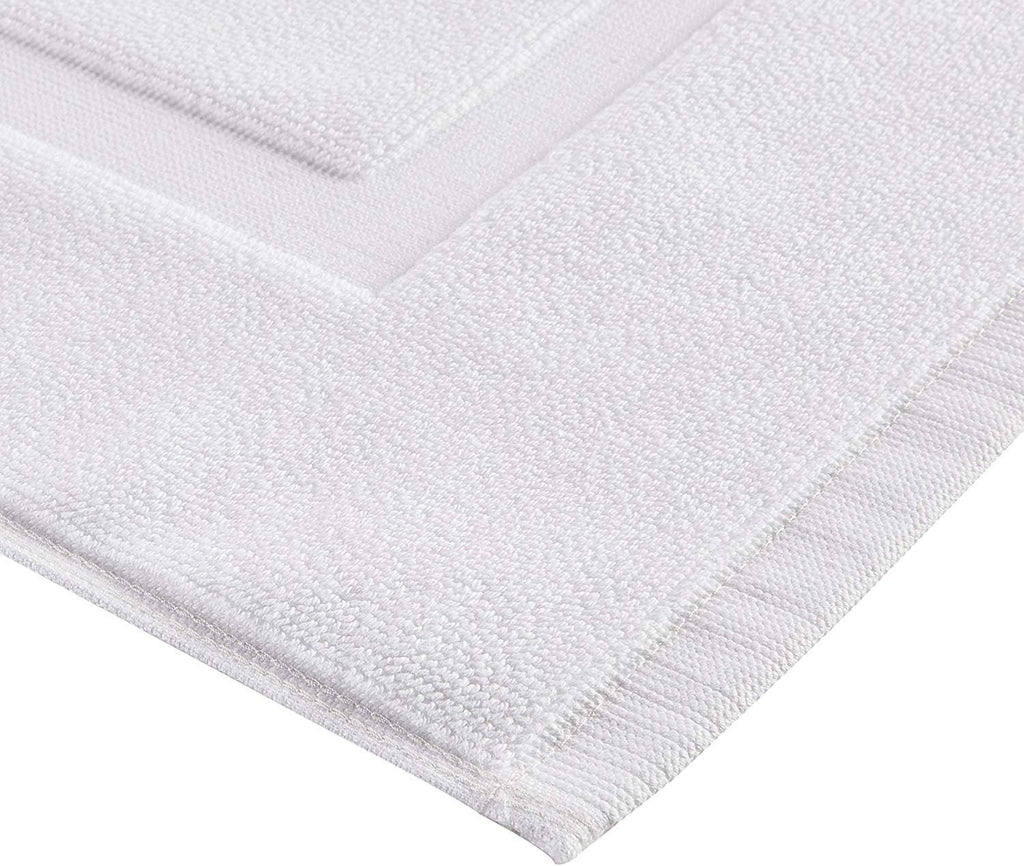 Utopia Towels Cotton Banded Bath Mat Set (2-Pack) | Hotel-Style, 100% Cotton, White