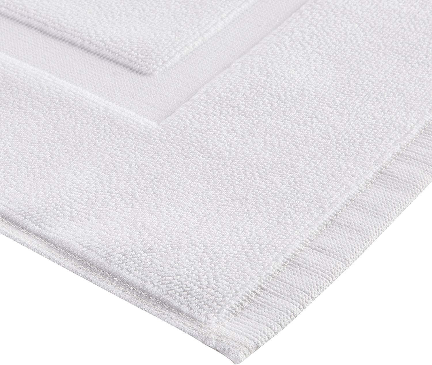 Utopia Towels Cotton Banded Bath Mat Set (2-Pack) | Hotel-Style, 100% Cotton, White