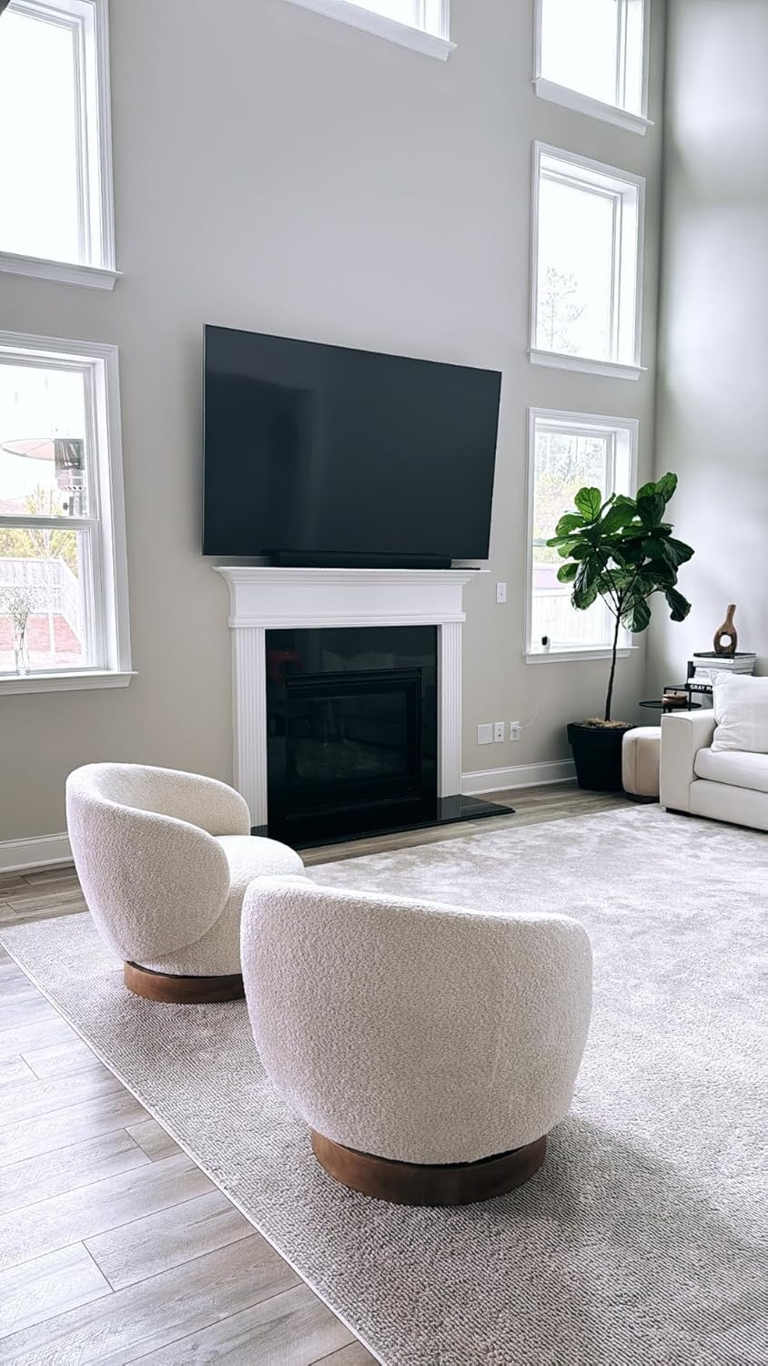 Modern Swivel Barrel Accent Chair | Round Upholstered Performance Fabric Armchair