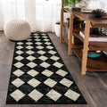 Lahome Moroccan Trellis Washable Runner Rug | Black & White 2' x 7' Non-Slip Runner
