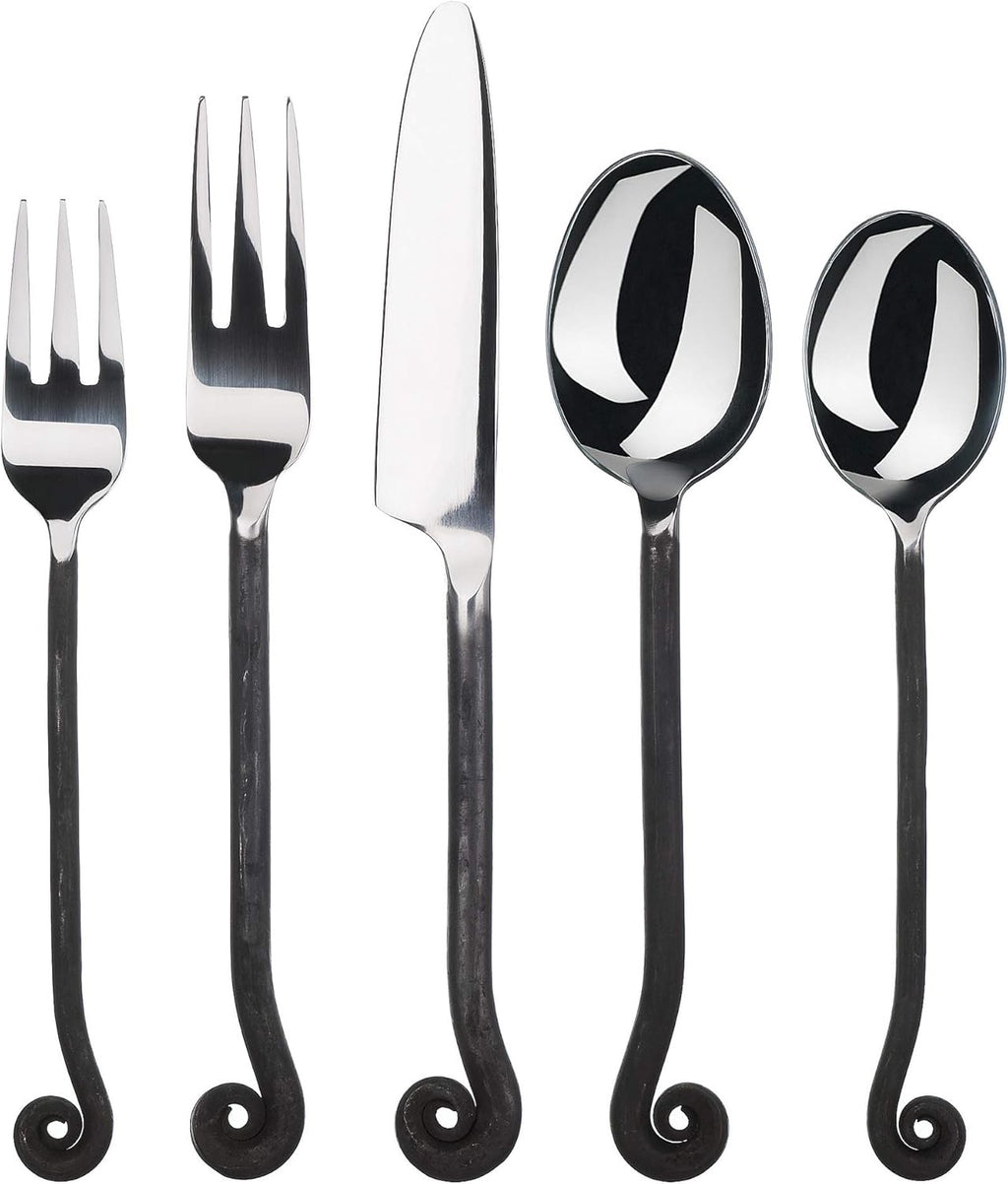 Gourmet Settings Treble Clef Black Silverware Set | 20-Piece Stainless Steel Flatware Set (Modern Black Cutlery)