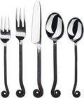 Gourmet Settings Treble Clef Black Silverware Set | 20-Piece Stainless Steel Flatware Set (Modern Black Cutlery)