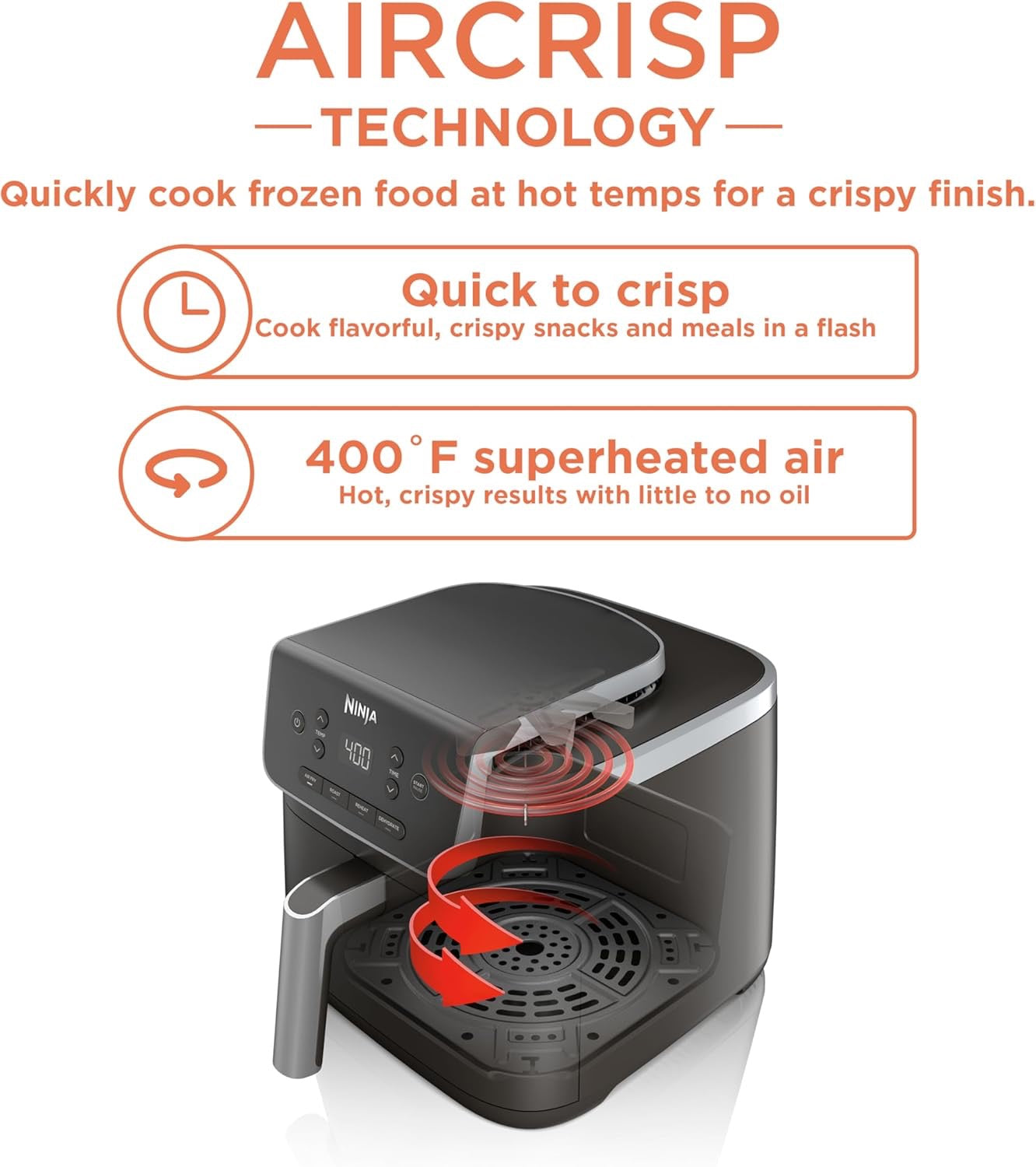 Ninja Air Fryer 5QT 4 in 1 AF141 Air Fry Roast Reheat Dehydrate 400F Nonstick Basket Easy Clean