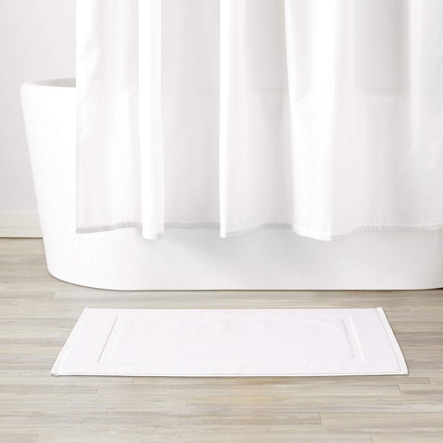 Utopia Towels Cotton Banded Bath Mat Set (2-Pack) | Hotel-Style, 100% Cotton, White