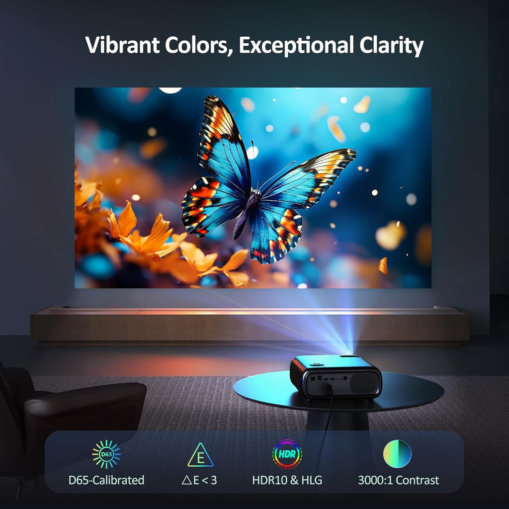 NexiGo PJ40 (Gen 3) Native 1080P Projector | WiFi & Bluetooth Home Theater with 20W Speakers