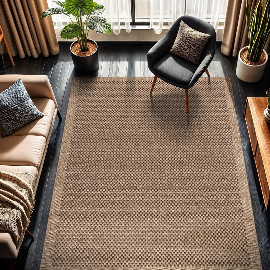 CAMILSON Easy Jute Area Rug 9x12 | Natural Fiber Boho Woven Indoor Outdoor Rug
