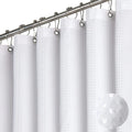Dynamene White Waffle Weave Fabric Shower Curtain | Hotel-Style, Heavyweight 256 GSM (72” x 72”)