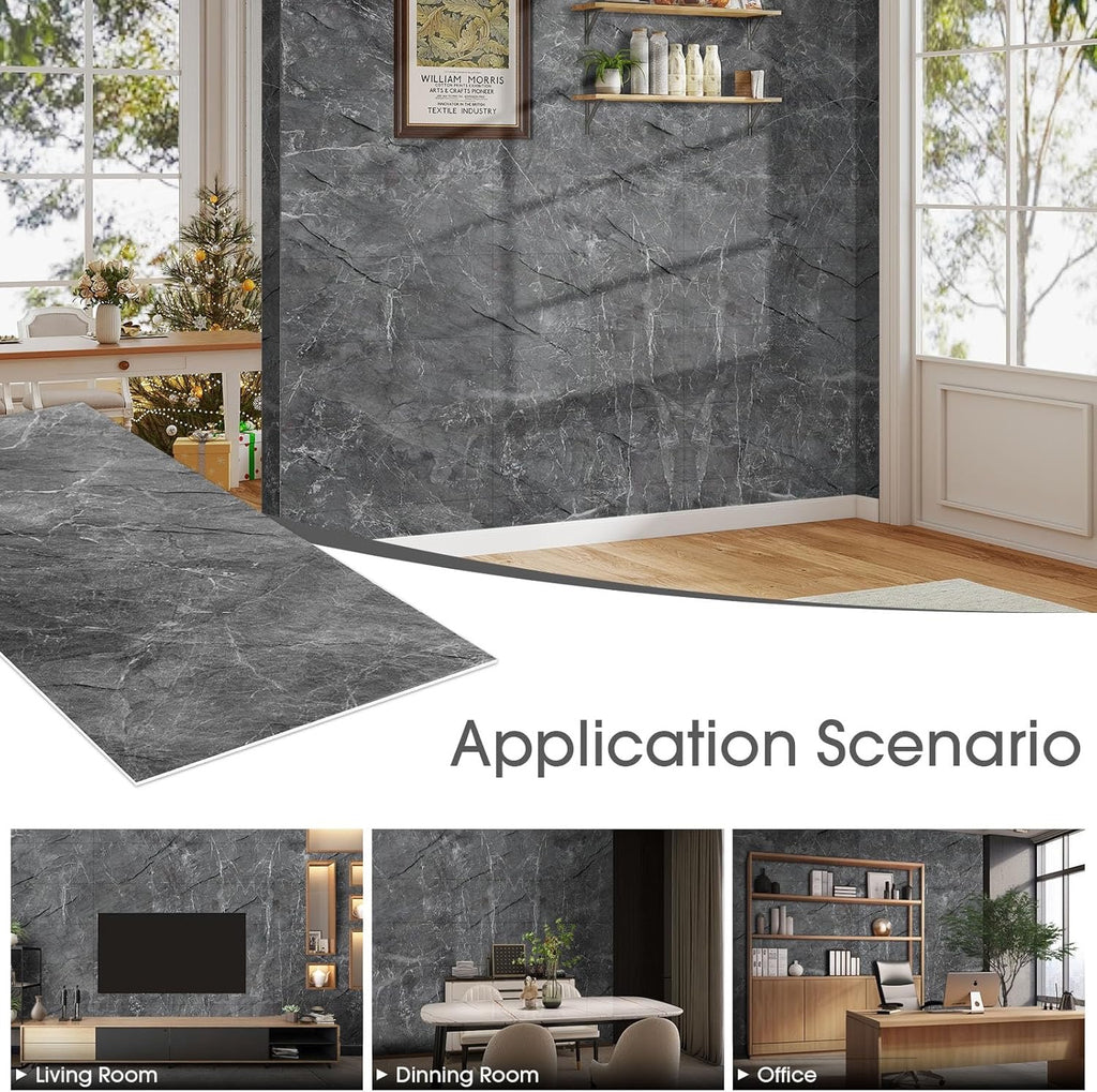 Natural Flexible Soft Stone Wall Panels 20-Pack | Black Textured Bendable Stone Siding for Interior & Exterior Use