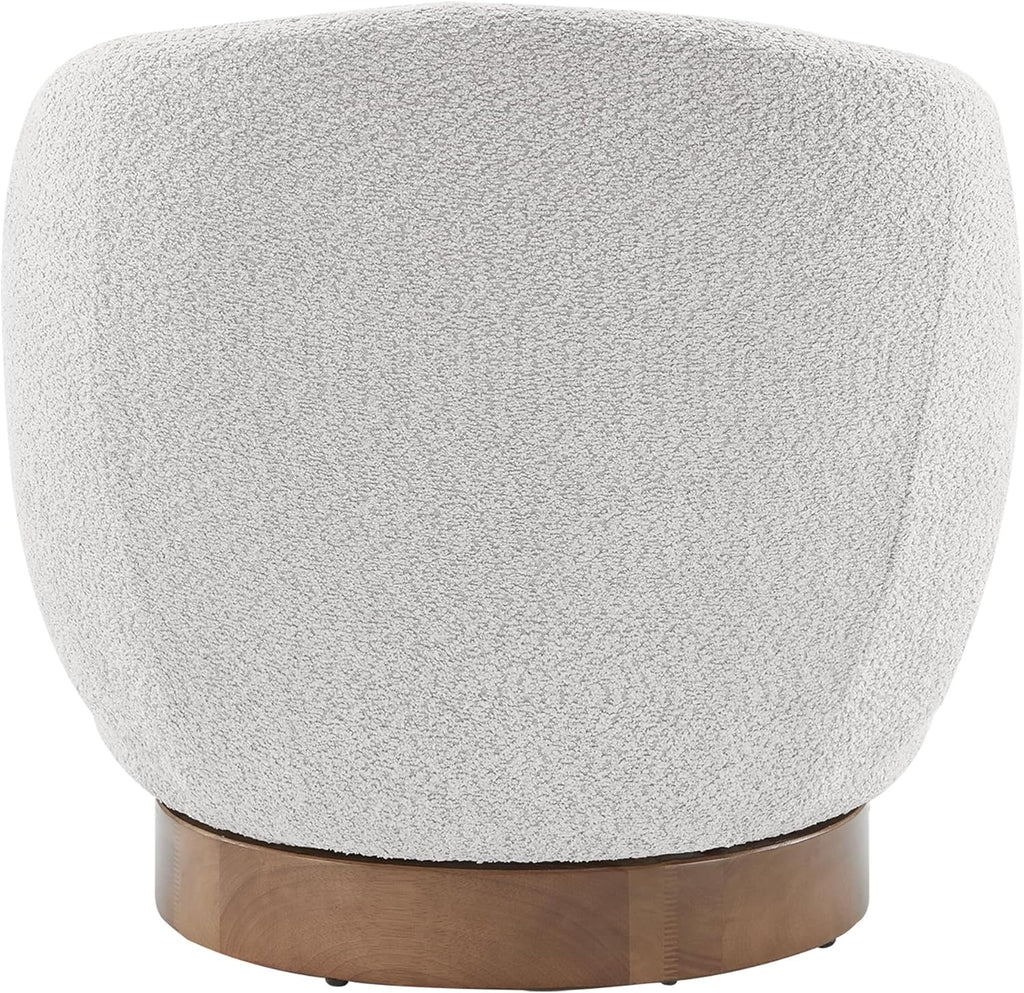 Modern Swivel Barrel Accent Chair | Round Upholstered Performance Fabric Armchair