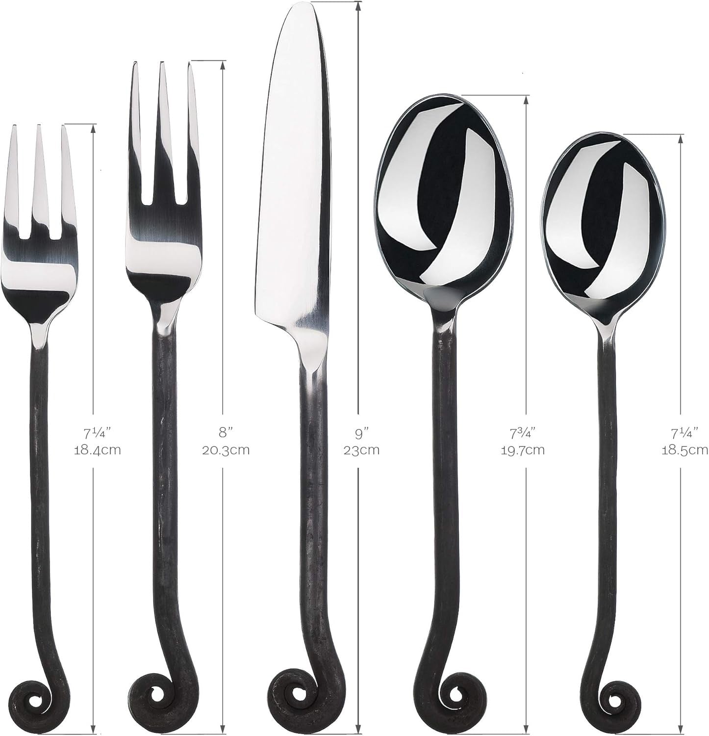 Gourmet Settings Treble Clef Black Silverware Set | 20-Piece Stainless Steel Flatware Set (Modern Black Cutlery)