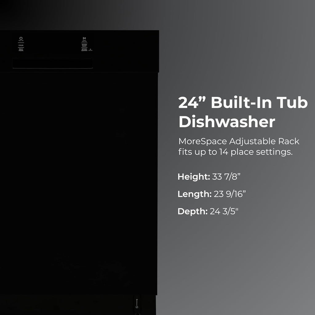 Kenmore 24″ Built-In Dishwasher | UltraWash & SmartWash with Sanitize Rinse (Black)