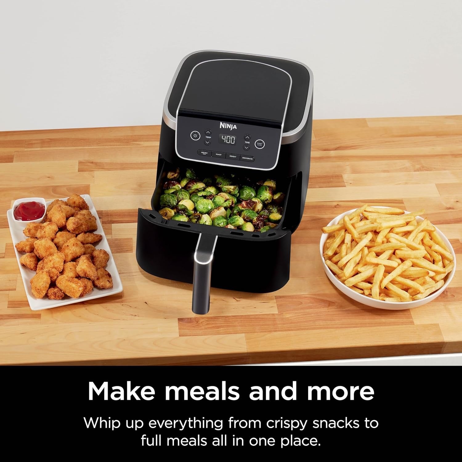 Ninja Air Fryer 5QT 4 in 1 AF141 Air Fry Roast Reheat Dehydrate 400F Nonstick Basket Easy Clean