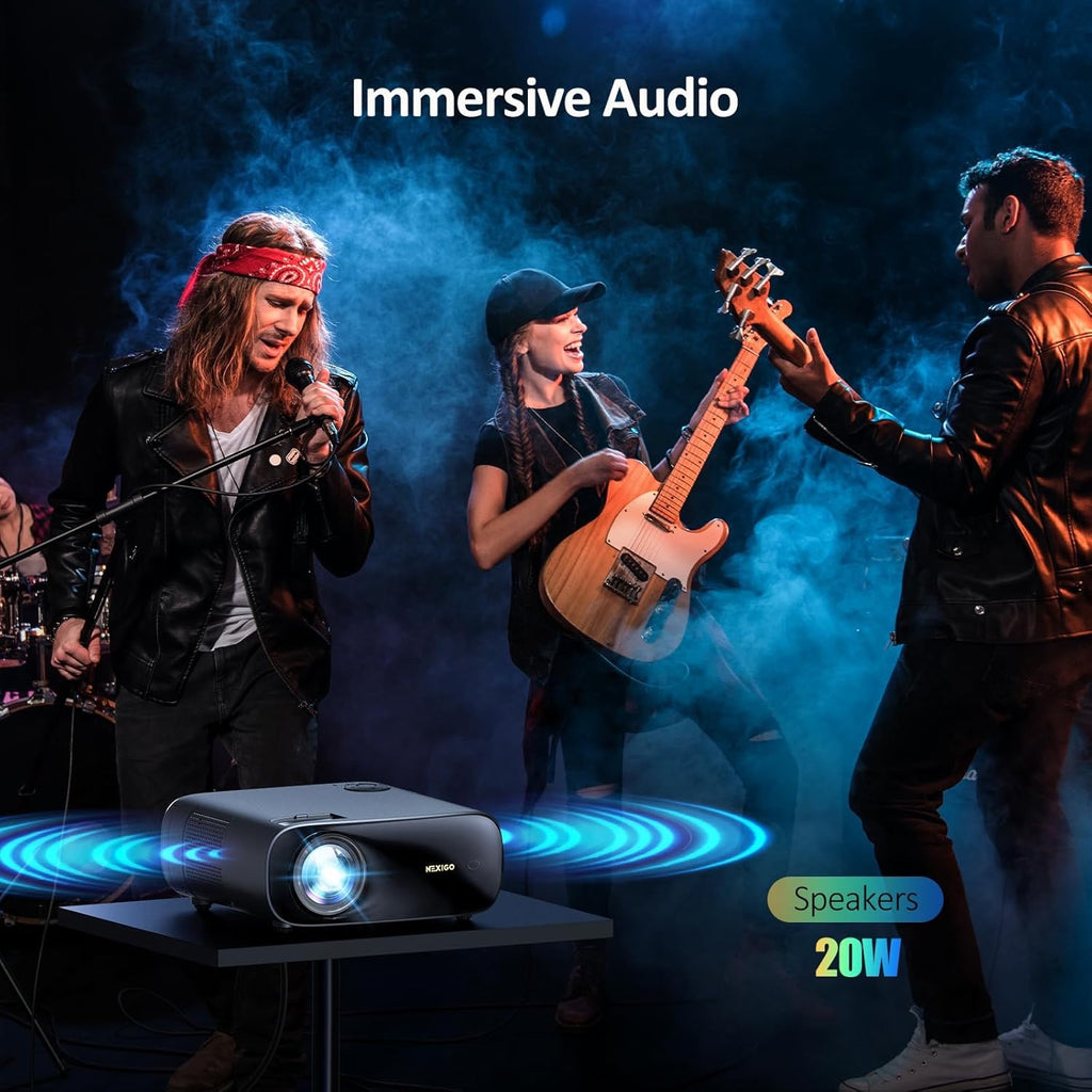 NexiGo PJ40 (Gen 3) Native 1080P Projector | WiFi & Bluetooth Home Theater with 20W Speakers