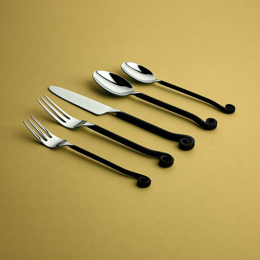 Gourmet Settings Treble Clef Black Silverware Set | 20-Piece Stainless Steel Flatware Set (Modern Black Cutlery)