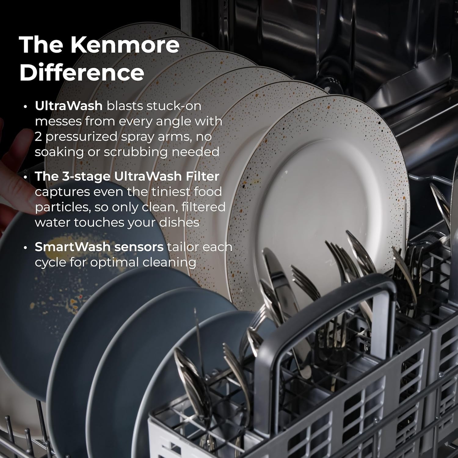 Kenmore 24″ Built-In Dishwasher | UltraWash & SmartWash with Sanitize Rinse (Black)