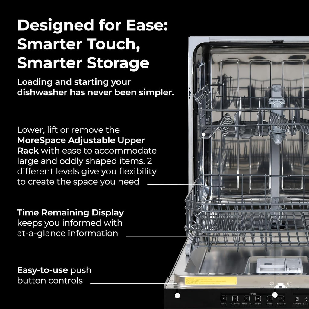 Kenmore 24″ Built-In Dishwasher | UltraWash & SmartWash with Sanitize Rinse (Black)