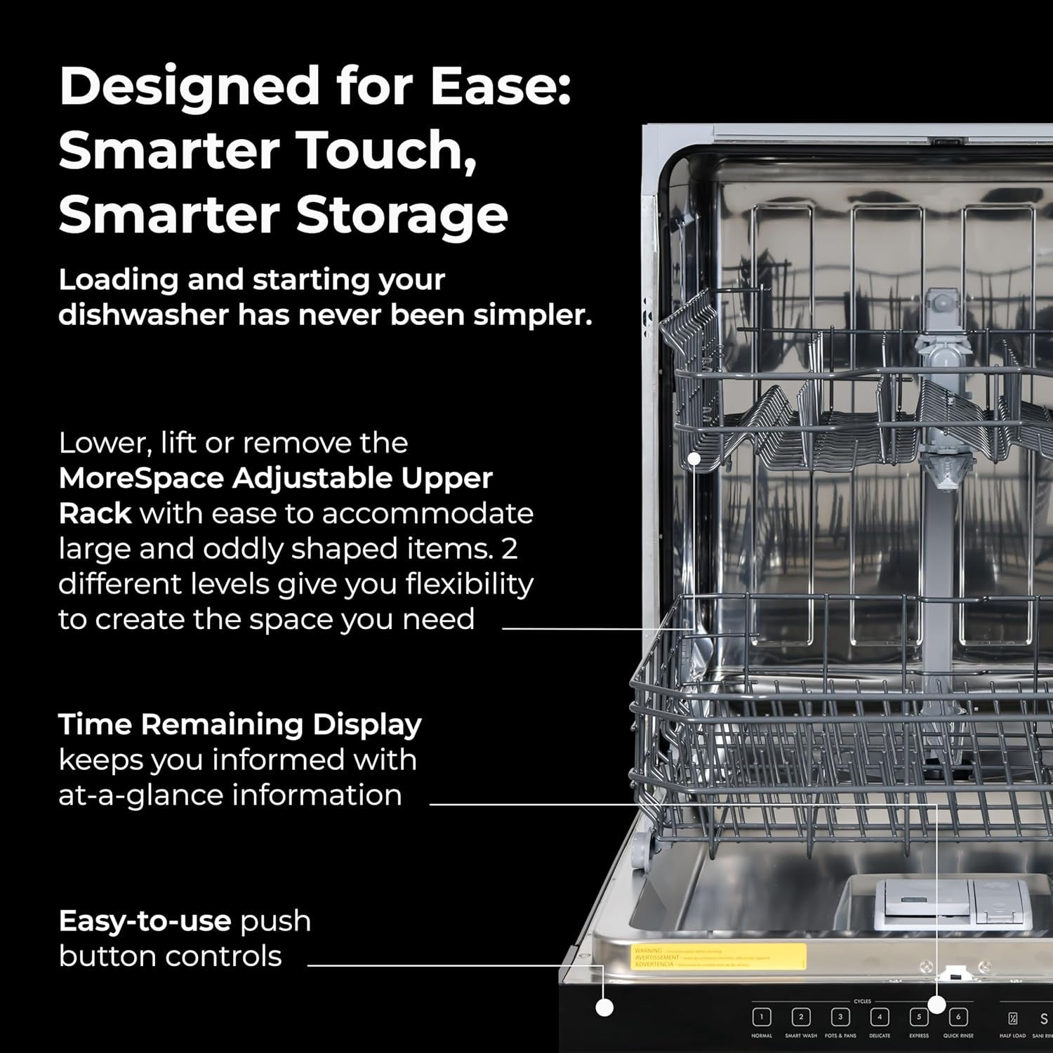 Kenmore 24″ Built-In Dishwasher | UltraWash & SmartWash with Sanitize Rinse (Black)