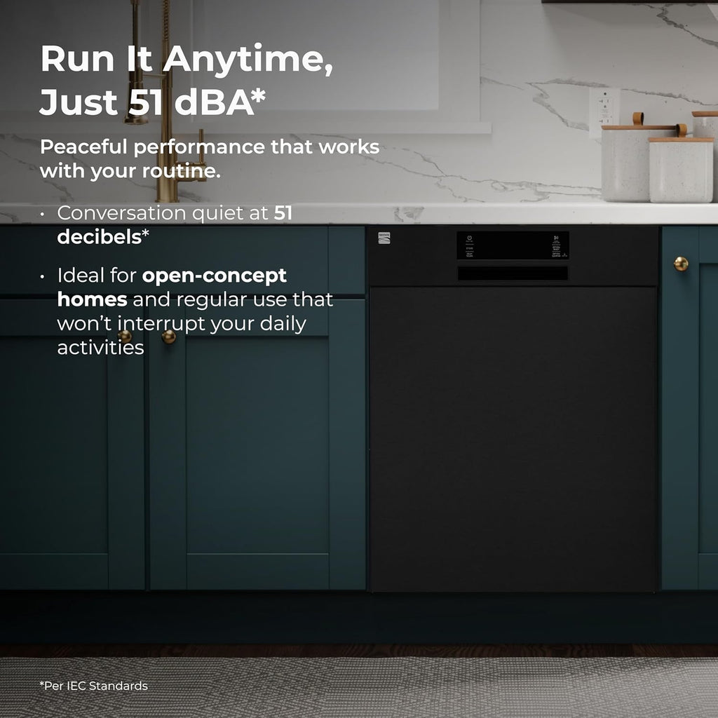 Kenmore 24″ Built-In Dishwasher | UltraWash & SmartWash with Sanitize Rinse (Black)