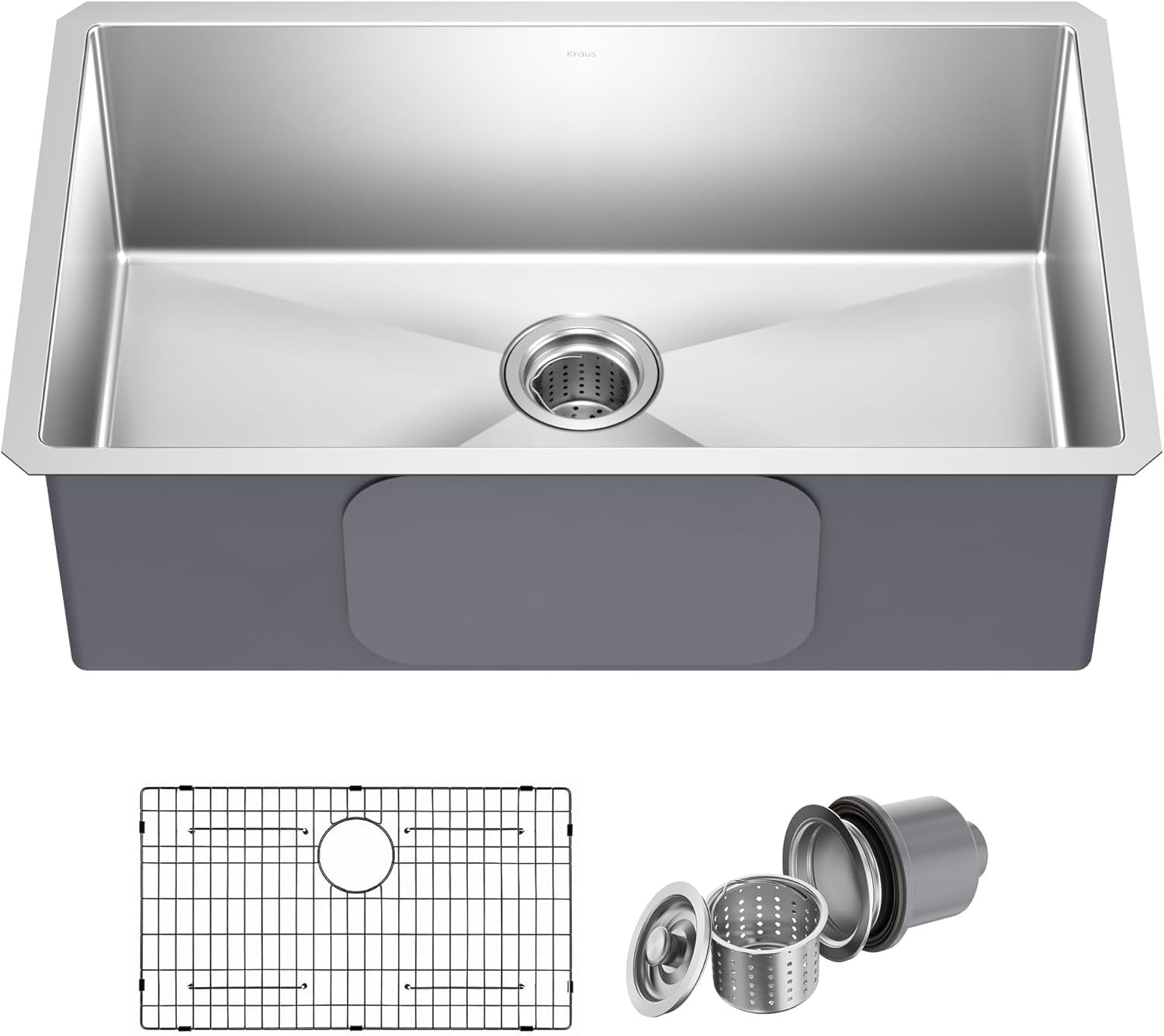 KRAUS Standart Pro 30″ Undermount Kitchen Sink | Single Bowl 16-Gauge Stainless Steel