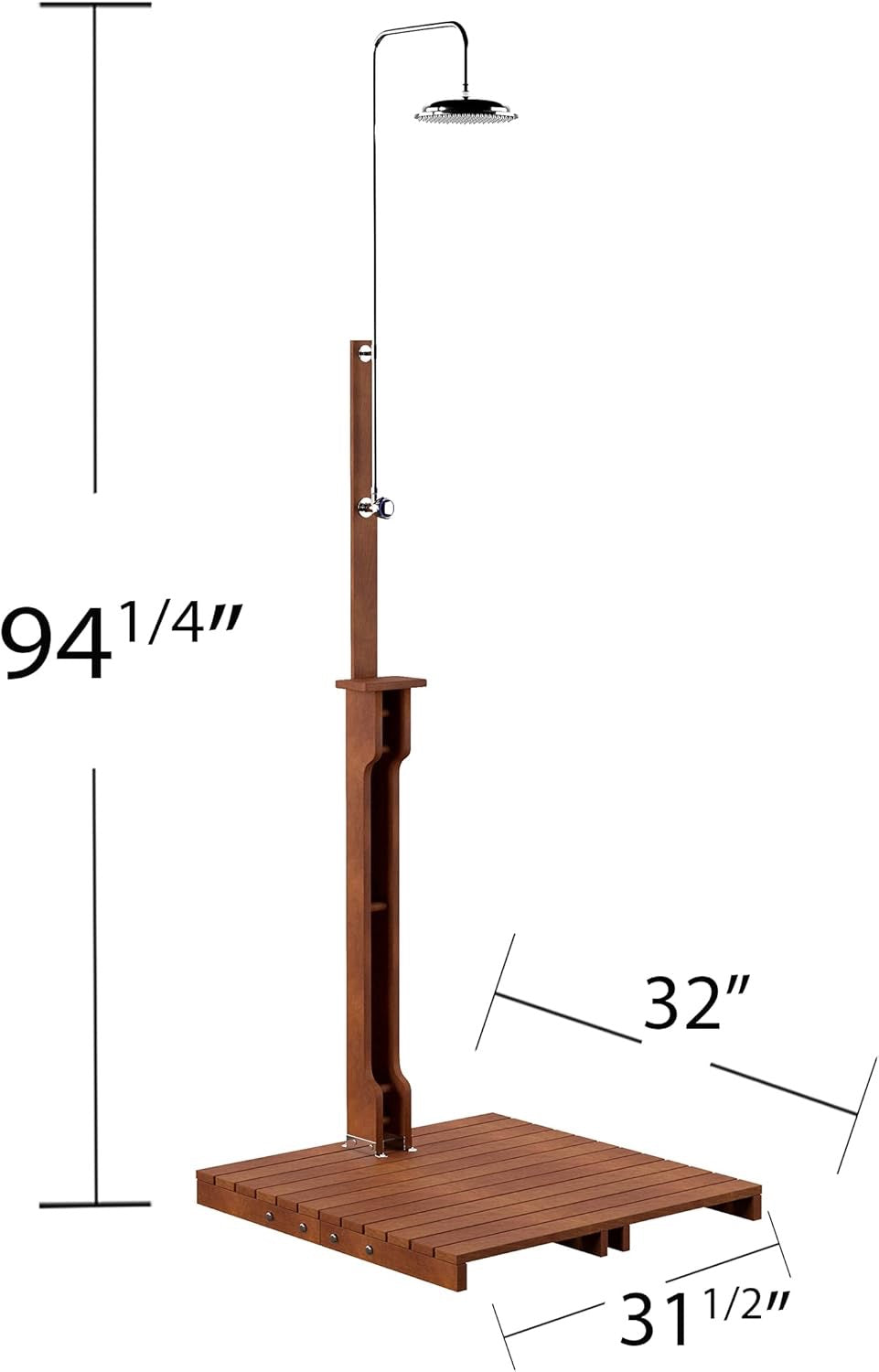 SEI Furniture Rain-Style Outdoor Shower | Oiled Eucalyptus Natural Wood Garden Shower