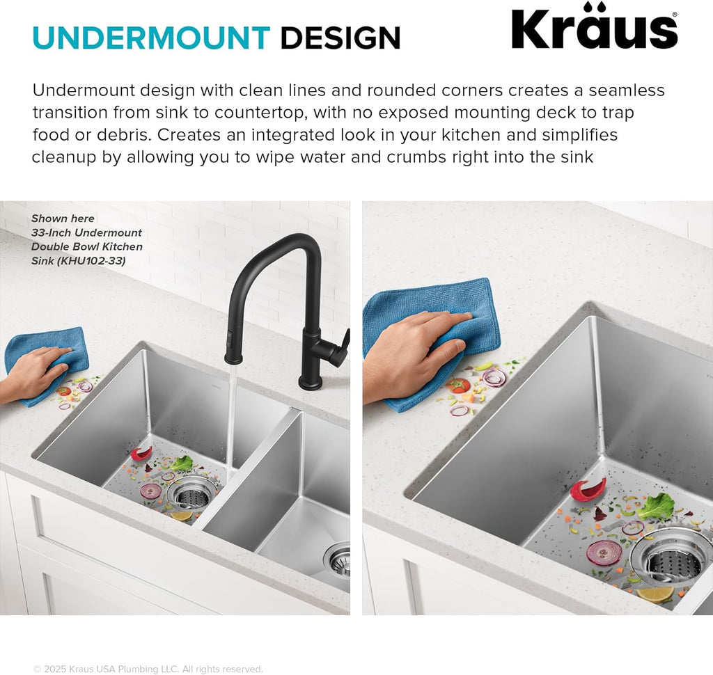 KRAUS Standart Pro 30″ Undermount Kitchen Sink | Single Bowl 16-Gauge Stainless Steel