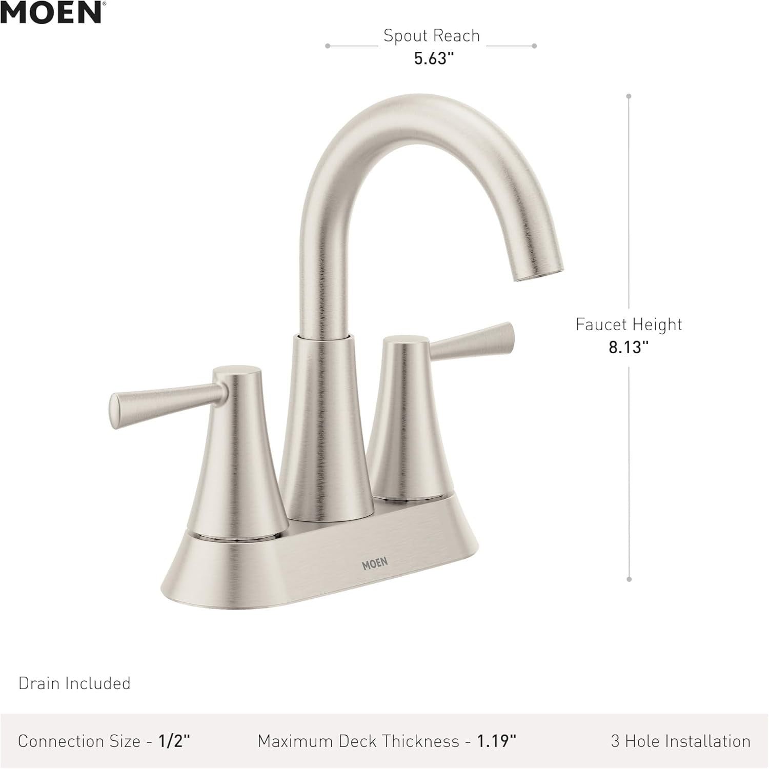 Moen Ronan 4" Centerset Bathroom Faucet | Bronzed Gold Two-Handle Faucet with Push-Down Drain
