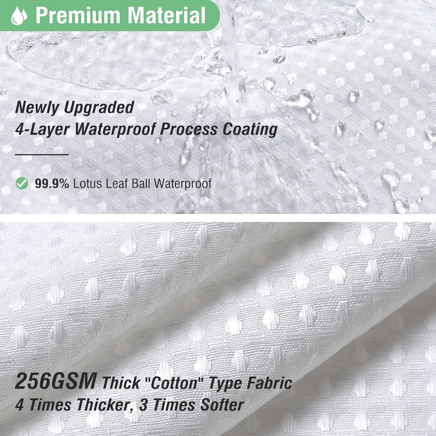 Dynamene White Waffle Weave Fabric Shower Curtain | Hotel-Style, Heavyweight 256 GSM (72” x 72”)