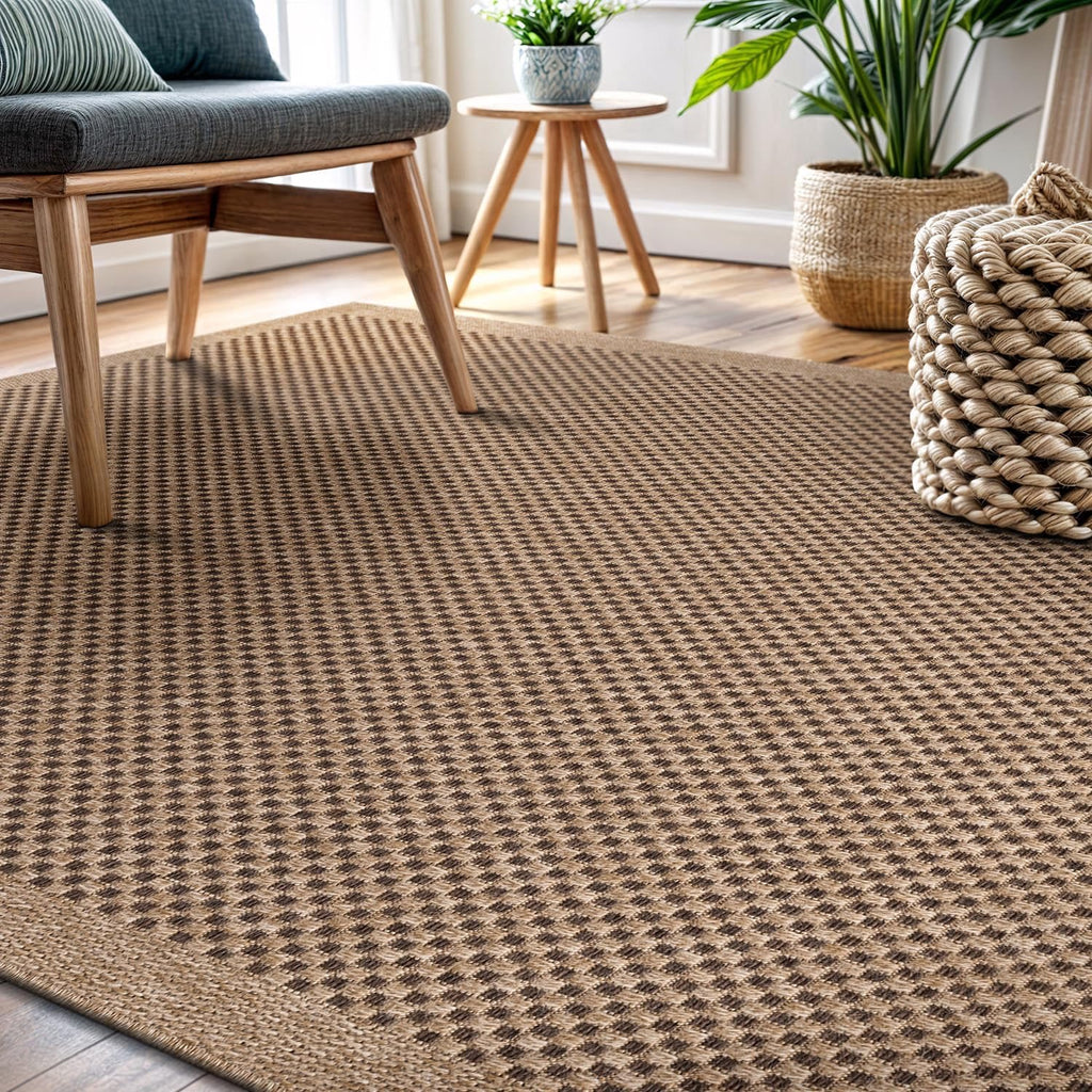 CAMILSON Easy Jute Area Rug 9x12 | Natural Fiber Boho Woven Indoor Outdoor Rug