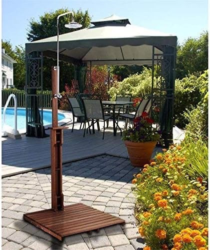 SEI Furniture Rain-Style Outdoor Shower | Oiled Eucalyptus Natural Wood Garden Shower