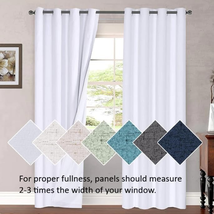 H.VERSAILTEX Extra-Wide Blackout Patio Curtains – Thermal Insulated Sliding Door Drapes, Ivory Cream