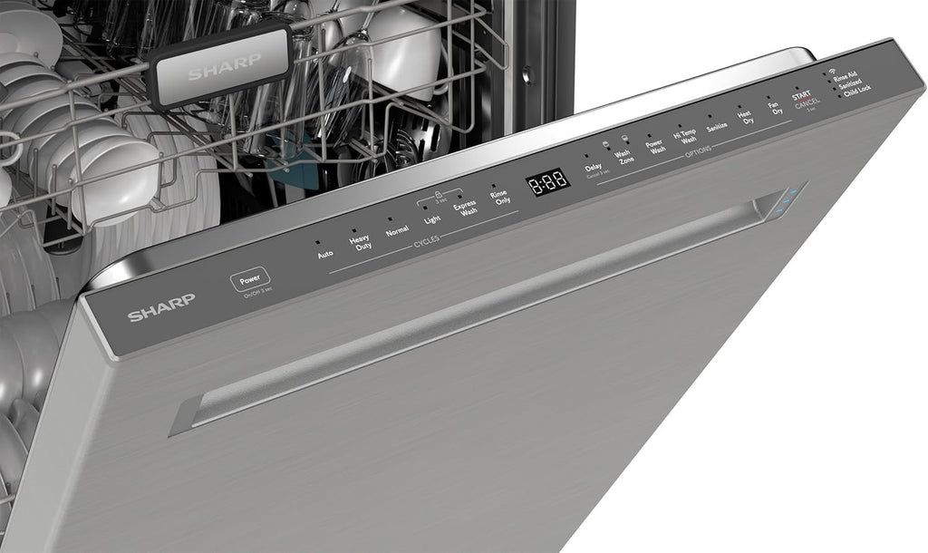 SHARP SDW6767HS Smart Dishwasher | Alexa Compatible with LED Interior & Adjustable Third Rack (Stainless Steel)