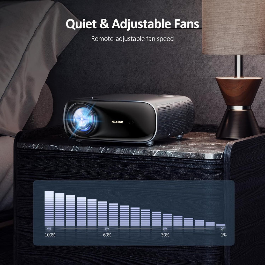 NexiGo PJ40 (Gen 3) Native 1080P Projector | WiFi & Bluetooth Home Theater with 20W Speakers