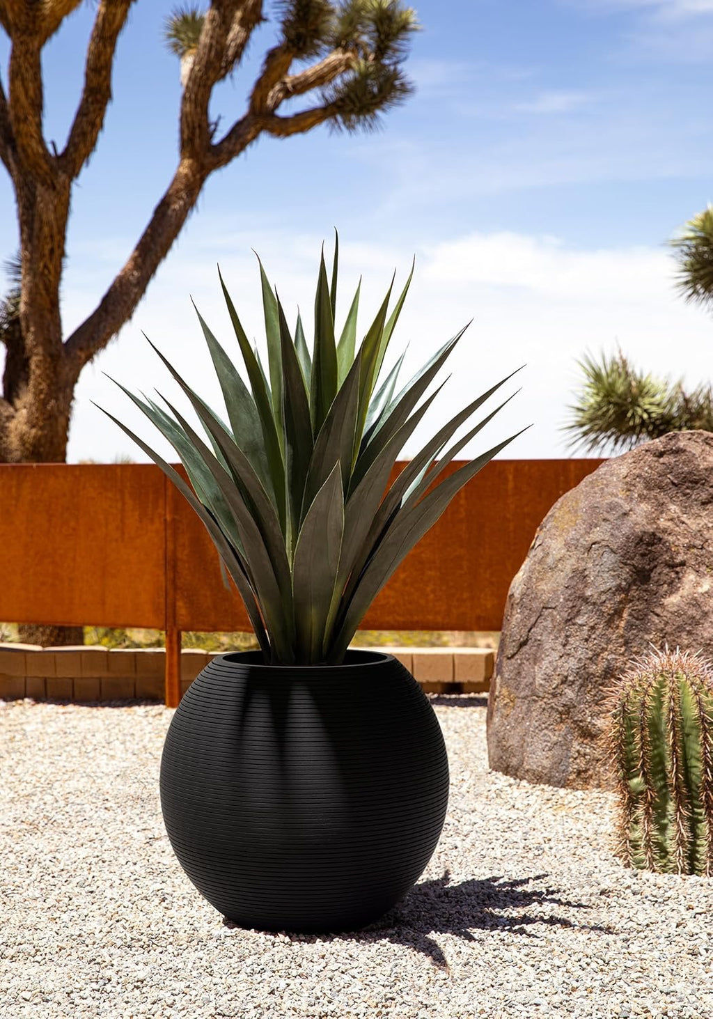 Veradek Strata Sphere Round Planter | Modern Outdoor Planter for Patio & Garden Décor