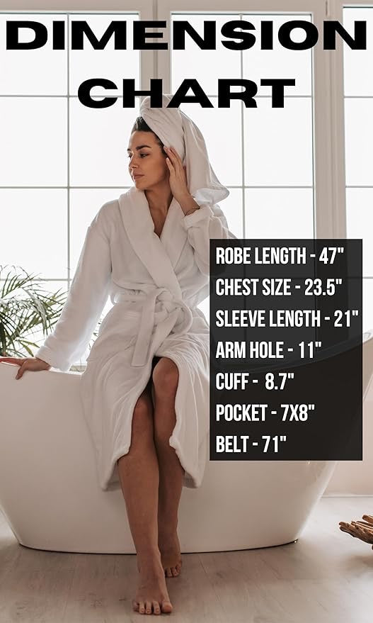 100% Cotton Shawl Collar Bathrobe | Terry Cloth Spa & Hotel Luxury Robe