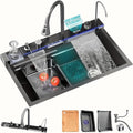 Cuixoc Stainless Steel Smart Kitchen Sink | Digital Display Waterfall Workstation Sink (31.5″)