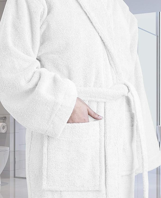 100% Cotton Shawl Collar Bathrobe | Terry Cloth Spa & Hotel Luxury Robe