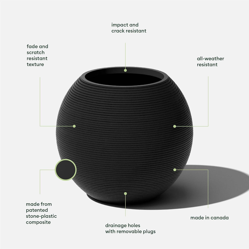 Veradek Strata Sphere Round Planter | Modern Outdoor Planter for Patio & Garden Décor
