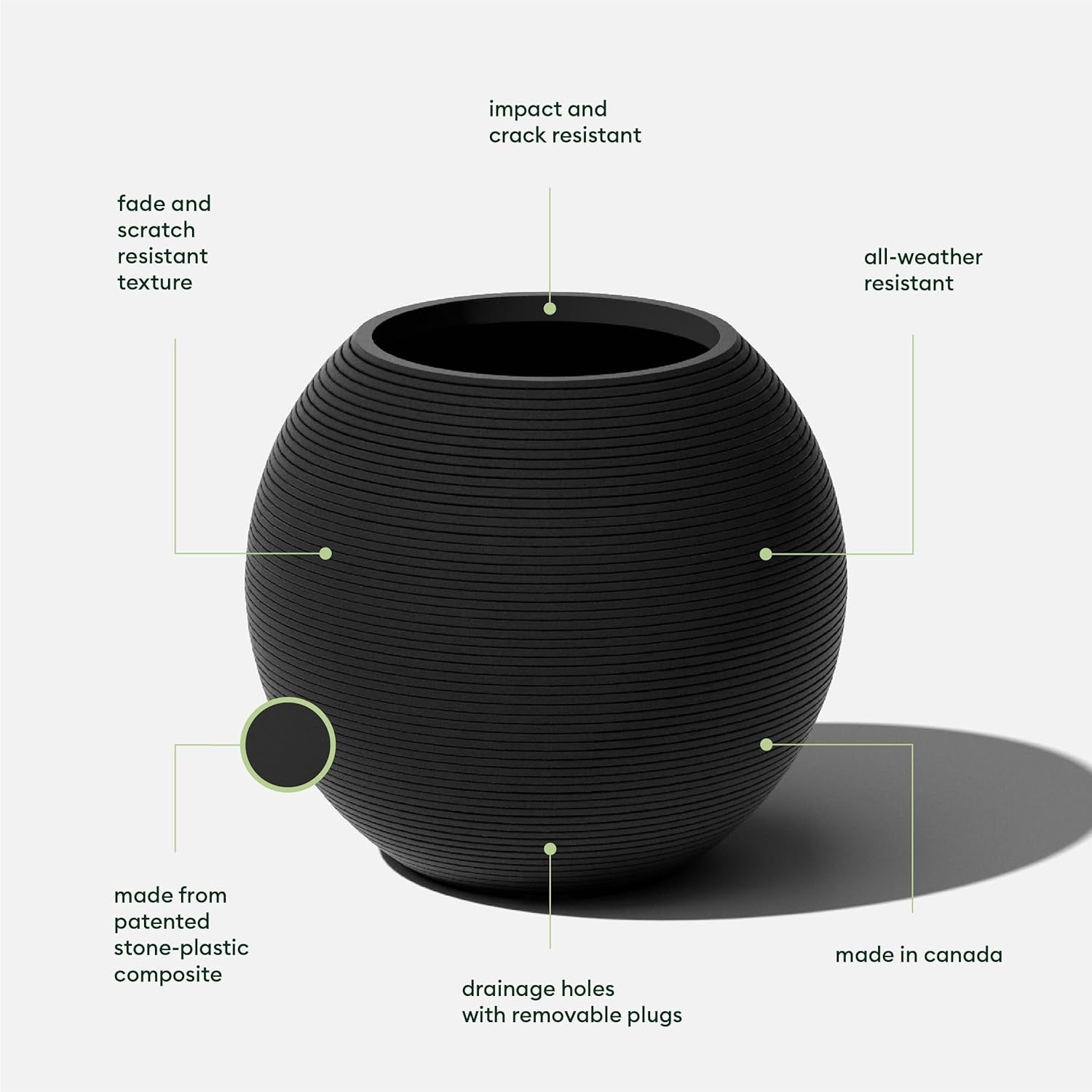 Veradek Strata Sphere Round Planter | Modern Outdoor Planter for Patio & Garden Décor