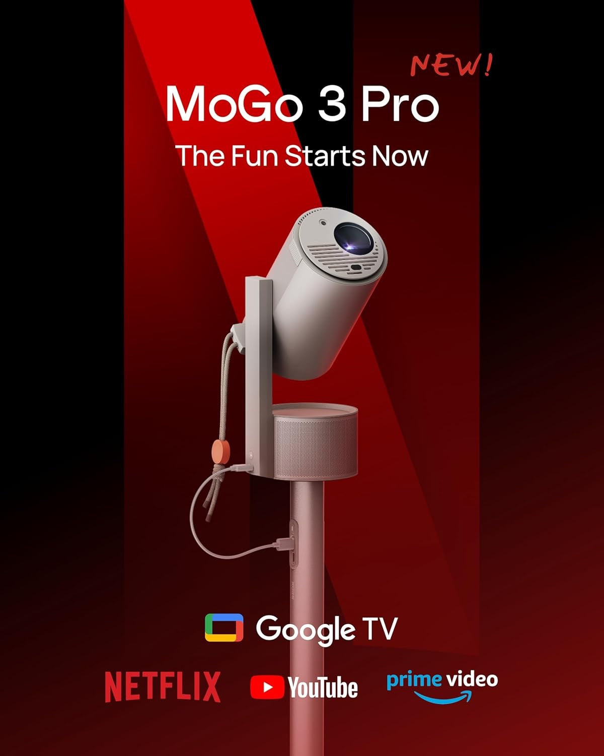 XGIMI MoGo 3 Pro Portable Projector | Google TV Smart Outdoor Projector with Harman Kardon Audio