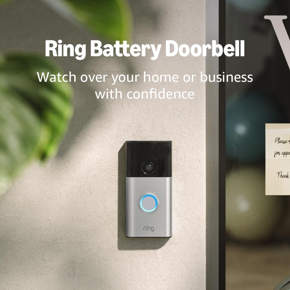 Ring Battery Doorbell | Smart Wi-Fi Video Doorbell with Head-to-Toe HD Video (Satin Nickel)