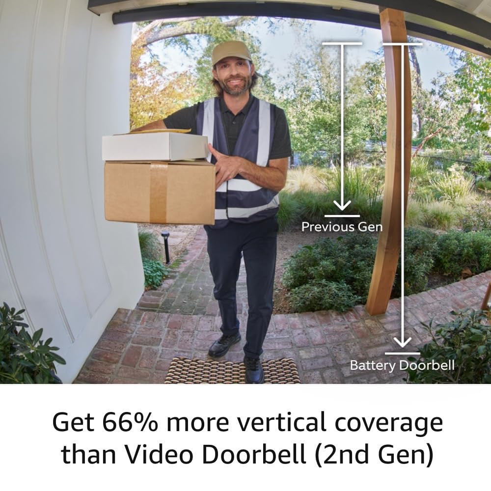 Ring Battery Doorbell | Smart Wi-Fi Video Doorbell with Head-to-Toe HD Video (Satin Nickel)