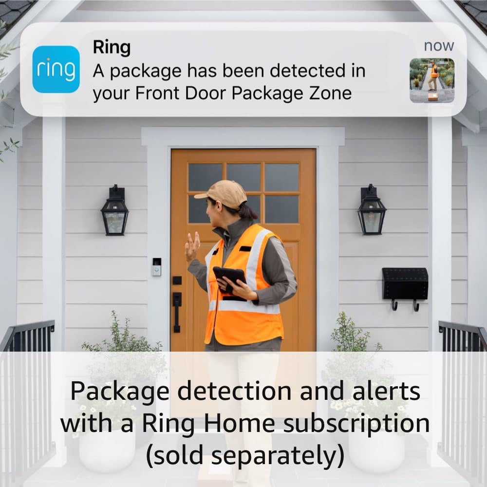 Ring Battery Doorbell | Smart Wi-Fi Video Doorbell with Head-to-Toe HD Video (Satin Nickel)
