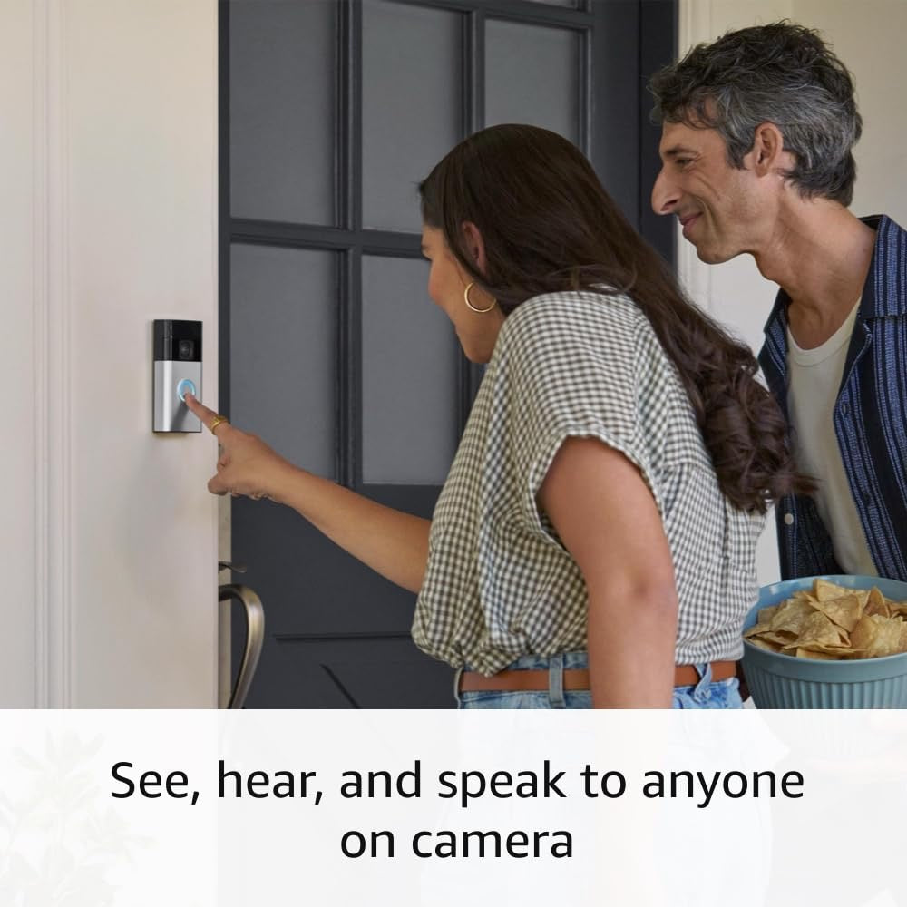 Ring Battery Doorbell | Smart Wi-Fi Video Doorbell with Head-to-Toe HD Video (Satin Nickel)