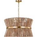 Drew Jonathan Thurlo 3 Light Pendant 24 Inch Satin Brass Woven Rope Shade Modern Coastal Chandelier