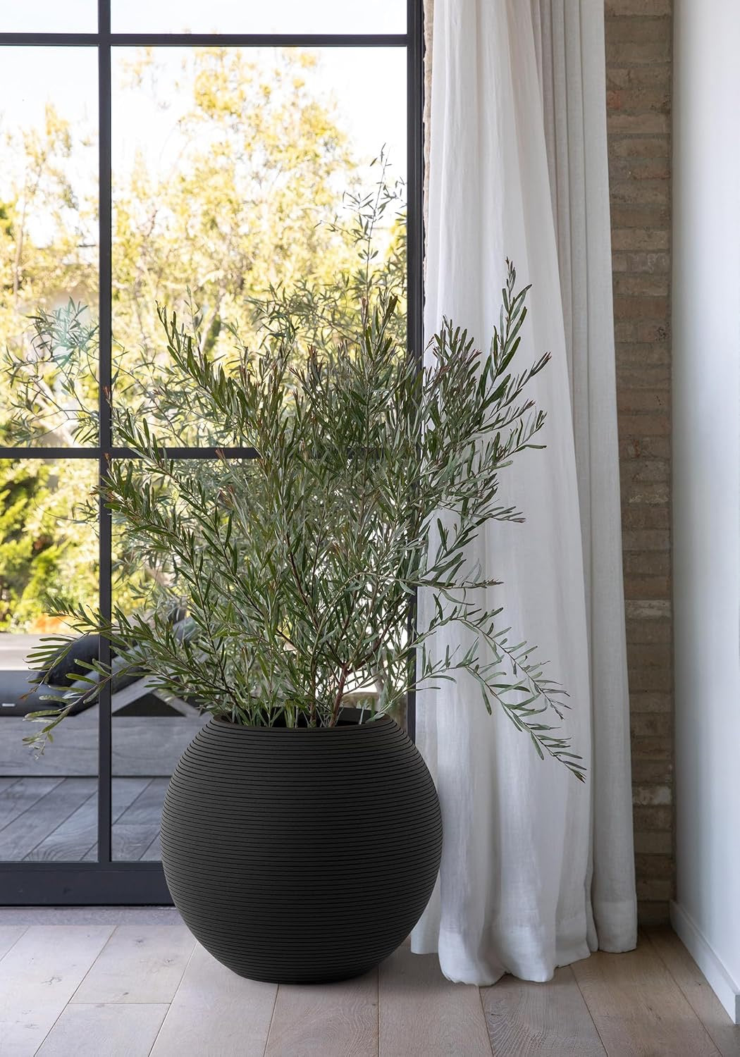 Veradek Strata Sphere Round Planter | Modern Outdoor Planter for Patio & Garden Décor