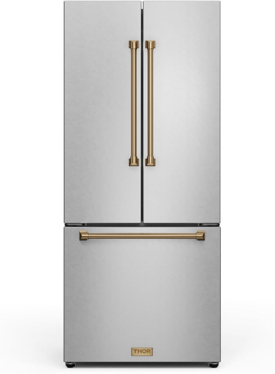 Thor Kitchen Gordon Ramsay 30″ French Door Counter-Depth Refrigerator | 17.7 cu ft with Ice Maker (Stainless Steel/Bronze)