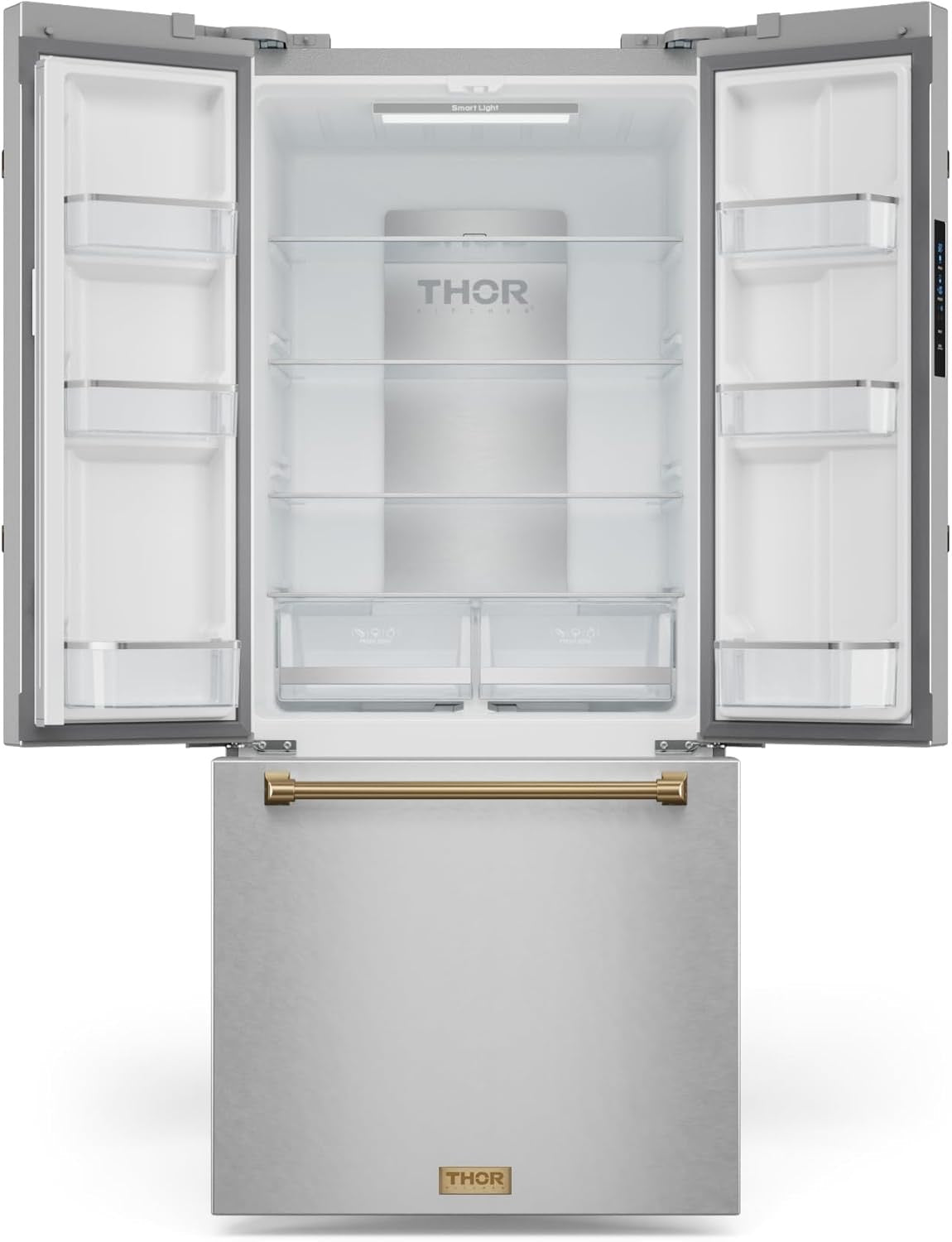 Thor Kitchen Gordon Ramsay 30″ French Door Counter-Depth Refrigerator | 17.7 cu ft with Ice Maker (Stainless Steel/Bronze)